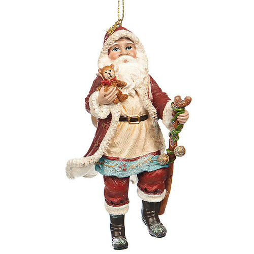 Елочное украшение Веселый Дед Мороз с Посохом 11 см, подвеска Goodwill
