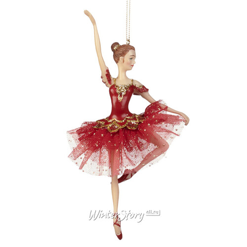 Елочная игрушка Балерина Пласида в бордовой пачке 18 см, подвеска Goodwill