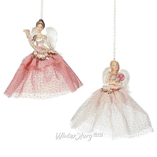 Елочная игрушка Ангел Алава в розовом платье 16 см, подвеска Goodwill
