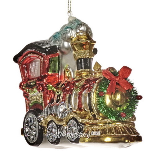 Стеклянная елочная игрушка Поезд: Holiday Matinees 15 см, подвеска Goodwill