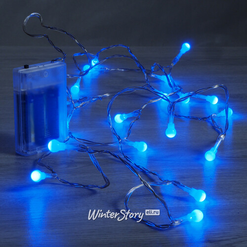 Электрогирлянда Шарики на батарейке 20 синих LED ламп, прозрачный ПВХ Koopman