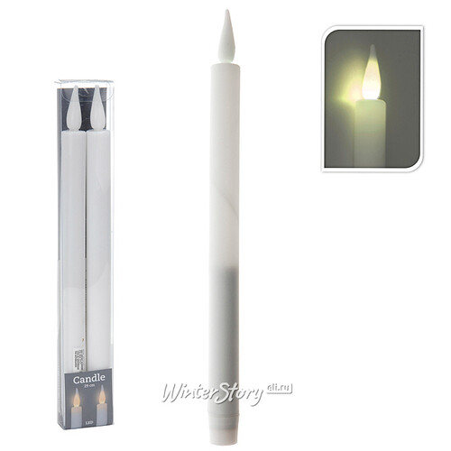 Свеча светодиодная столовая белая классическая, 29*3 см, 2 шт, батарейка Koopman