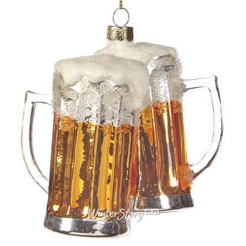 Стеклянная елочная игрушка Пиво Мэра Поплара - Party de Noel 10 см, подвеска Goodwill