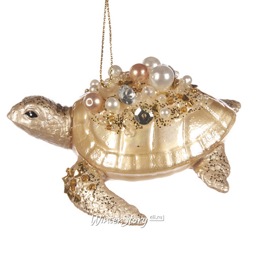 Стеклянная елочная игрушка Черепаха Тиара - Залив Голден-Бей 10 см, подвеска Goodwill
