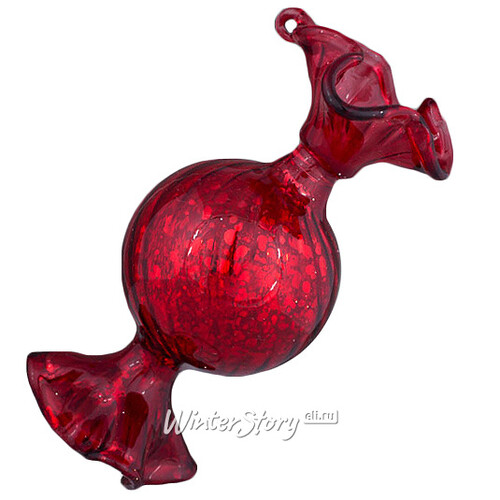 Стеклянная елочная игрушка Конфета Комильфо 9 см красная, подвеска Holiday Classics