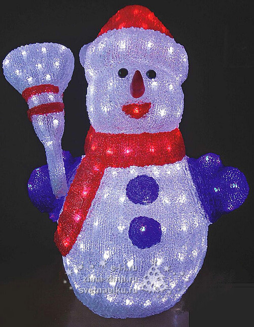 Снеговик акриловый светящийся, 60 см, уличный, 200 холодных белых LED ламп Царь Елка