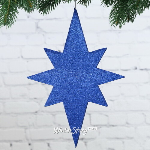 Звезда Вифлеемская с блестками 25 см синяя, пеноплекс МанузинЪ