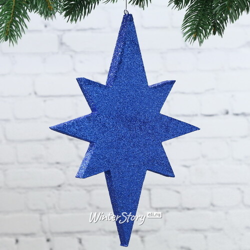Звезда Вифлеемская с блестками 25 см синяя, пеноплекс МанузинЪ