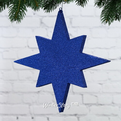 Звезда многогранная с блестками 60 см синяя, пеноплекс МанузинЪ