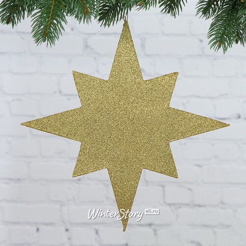 Звезда многогранная с блестками 50 см золотая, пеноплекс МанузинЪ