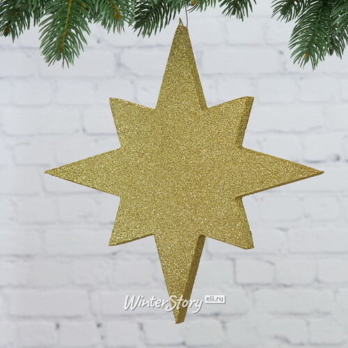 Звезда многогранная с блестками 50 см золотая, пеноплекс МанузинЪ