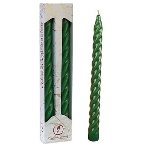 Витые свечи 24.5 см, 2 шт, темно-зеленый Омский Свечной фото 1