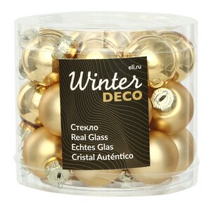Набор стеклянных шаров 2.5 см золотой mix, 24 шт Kaemingk/Winter Deco фото 1