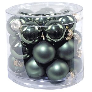 Набор стеклянных шаров 2.5 см темно-зеленый mix, 24 шт Kaemingk фото 1