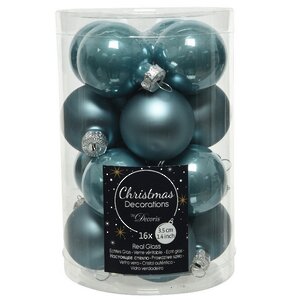 Набор стеклянных шаров 3.5 см голубой туман mix, 16 шт Kaemingk фото 1