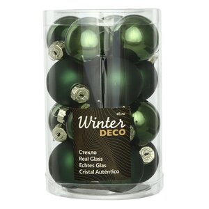 Набор стеклянных шаров 3.5 см зеленый бархат mix, 16 шт Winter Deco фото 1