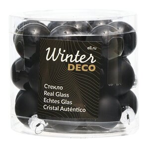 Набор стеклянных шаров 2.5 см черный mix, 24 шт Winter Deco фото 1