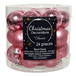 Набор стеклянных шаров 2.5 см розовое конфетти mix, 24 шт Kaemingk/Winter Deco фото 1