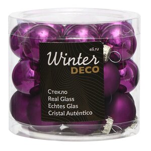 Набор стеклянных шаров 2.5 см royal purple mix, 24 шт Winter Deco фото 1