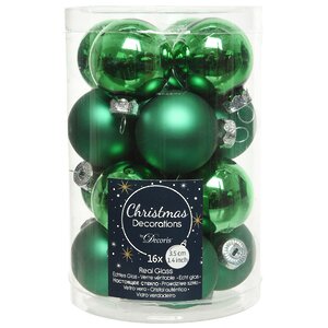 Набор стеклянных шаров 3.5 см рождественский зеленый mix, 16 шт Kaemingk фото 1