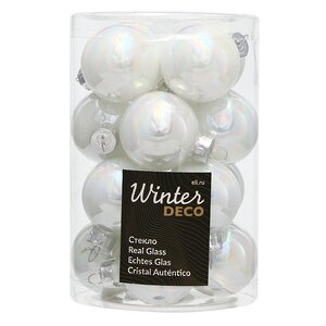 Набор стеклянных шаров 3.5 см белый перламутр, 16 шт Winter Deco фото 1