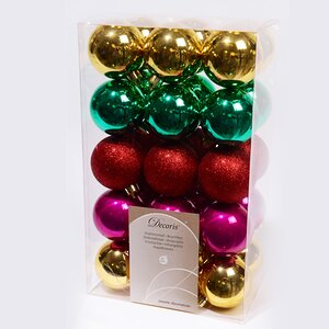 Коллекция пластиковых шаров Gracy - Новогоднее Разноцветие 6 см, 30 шт Kaemingk фото 1
