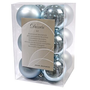 Набор пластиковых шаров Небесно Голубой 6 см, 12 шт, mix Kaemingk/Winter Deco фото 1
