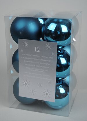 Набор пластиковых глянцевых шаров 6 см бирюзовый, 12 шт Kaemingk/Winter Deco фото 1