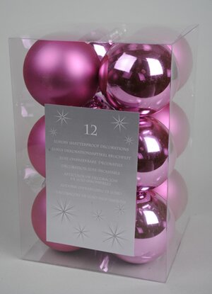 Набор пластиковых глянцевых шаров 6 см розовый, 12 шт Kaemingk/Winter Deco фото 1
