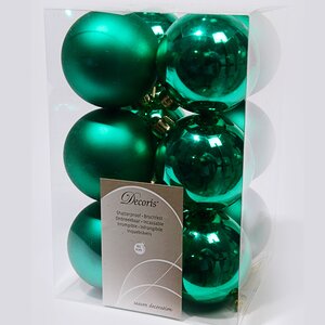 Набор пластиковых шаров Изумрудный 6 см, 12 шт, mix Kaemingk/Winter Deco фото 1