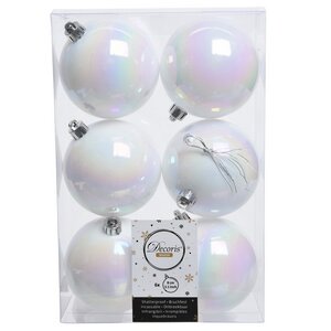 Набор пластиковых глянцевых шаров 8 см белый перламутр, 6 шт Winter Deco фото 1