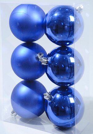 Набор пластиковых глянцевых шаров 8 см синий, 6 шт Kaemingk/Winter Deco фото 1