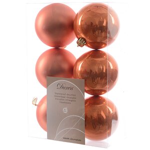 Набор пластиковых шаров Оранжевый Шелк 8 см, 6 шт, mix Kaemingk/Winter Deco фото 1