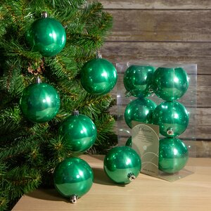 Набор пластиковых шаров Изумрудно-Зеленый 8 см, 6 шт, mix Kaemingk/Winter Deco фото 1