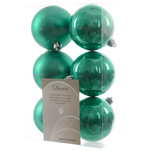 Набор пластиковых шаров Изумрудно-Зеленый 8 см, 6 шт, mix Kaemingk/Winter Deco фото 2