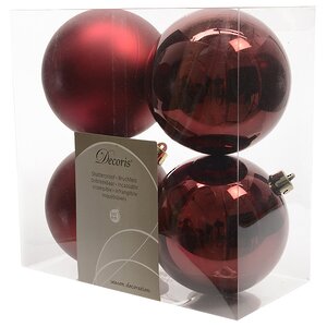 Набор пластиковых шаров Бордовый 10 см, 4 шт, mix Kaemingk/Winter Deco фото 1