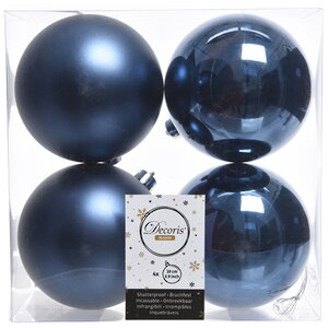 Набор пластиковых шаров Синий Бархат 10 см, 4 шт, mix Winter Deco фото 1