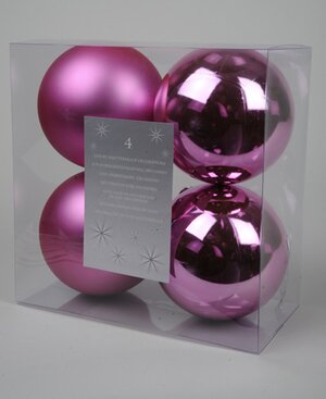 Набор пластиковых глянцевых шаров 10 см розовый, 4 шт Kaemingk фото 1