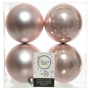 Набор пластиковых шаров Розовый Бутон 10 см, 4 шт, mix Winter Deco фото 2