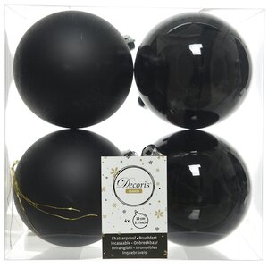 Набор пластиковых шаров Черный 10 см, 4 шт, mix, 2 сорт Kaemingk/Winter Deco фото 2