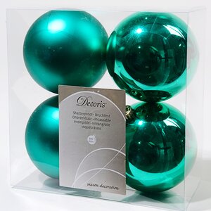 Набор пластиковых шаров Изумрудный 10 см, 4 шт, mix Kaemingk/Winter Deco фото 1
