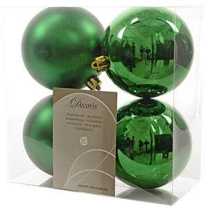Набор пластиковых матовых шаров 10 см зеленый, 4 шт Kaemingk/Winter Deco фото 1