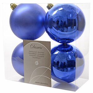 Набор пластиковых глянцевых шаров 10 см синий королевский, 4 шт Kaemingk фото 1