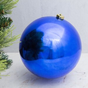 Пластиковый глянцевый шар 20 см, синий королевский Kaemingk фото 1
