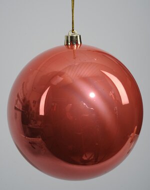 Пластиковый глянцевый шар 20 см оранжевый шелк Kaemingk фото 1