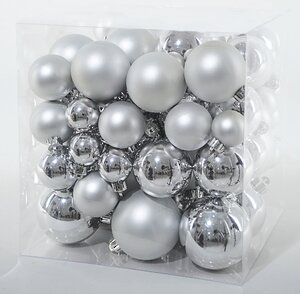 Набор пластиковых шаров Серебряные искры 75 шт, mix Kaemingk фото 1