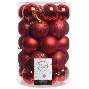 Набор пластиковых шаров Grande Collection - Красный 8 см, 34 шт, mix Winter Deco фото 1