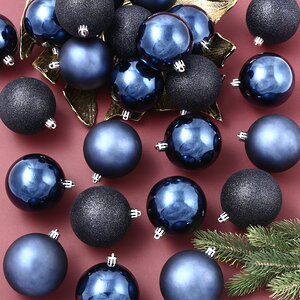 Набор пластиковых шаров Luminous - Синий Бархат, 8 см, 34 шт Winter Deco фото 2