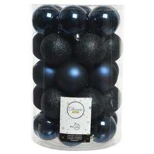 Набор пластиковых шаров Luminous - Синий Бархат, 8 см, 34 шт Winter Deco фото 3