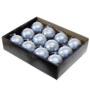 Набор пластиковых шаров Соната 8 см серебряный, 12 шт Kaemingk фото 1